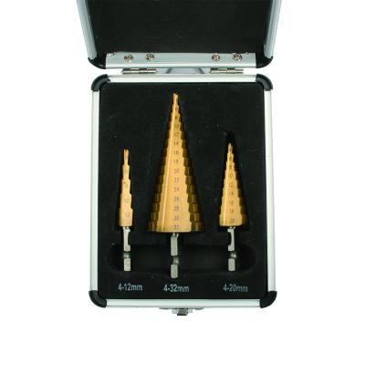 China Metric titanium metal drilling hss cobalt metal spiral stepped drill bit set titanium for sale