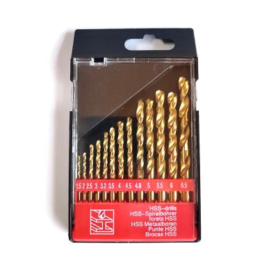 China DIN338 Factory HSS Cobalt Twist High Speed ​​Steel Titanium Coating 19pcs Drill Bits Metal Drilling Bits Set With Plastic Box for sale