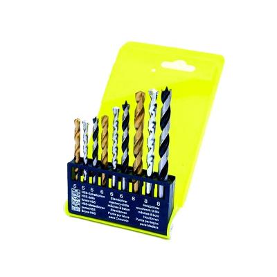 China HSS 9pcs Combination Drill Bits Set For Metal Wood Masonry Drilling In Plastic Box for sale