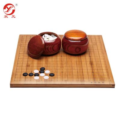 China Dual function chinese catalpa bamboo golden wooden bowls ceramic pieces go play weiqi set for sale