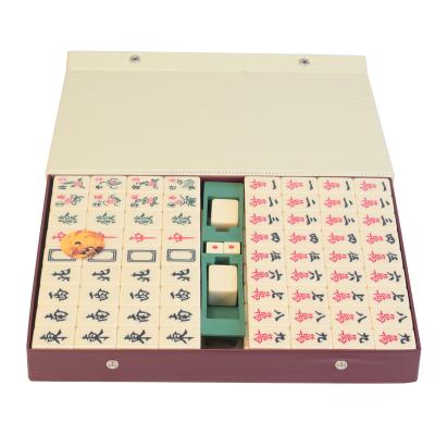 China Portable Chinese Mahjong with 144 Numbered Melamine Tiles, 2 Dice Travel Set Set for Chinese Style Gambling Game for sale