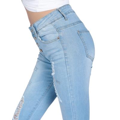 China Color Fade Proof Skinny Trousers High Waist Breathable Breathable Jeans For Women for sale