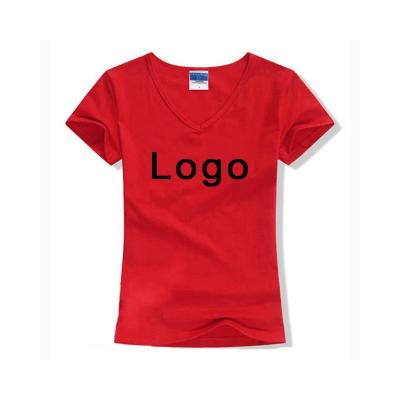 China Custom Size Quality V-Neck Formal Anti-Shrink Quick Dry Anti-Shrink T-Shirt For Women for sale