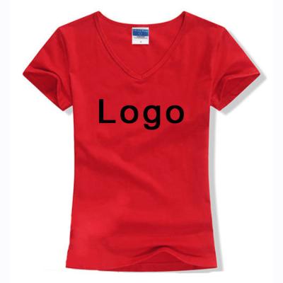 China Custom Logo Printing Summer Anti-Shrink V-Neckline Over The Size Premium 100% Cotton T-shirts for sale