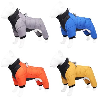 China Stored Pet Clothes Winter Warm Jacket With Harness Puppy Outdoor Walk Chest Strap Dog Cloth Vest Adjustable Designer Dog Clothes for sale