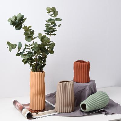 China Simple frosted Nordic pastoral crafts of ceramic vases creative home furnishings decoration retro minimalist ceramic vases for sale