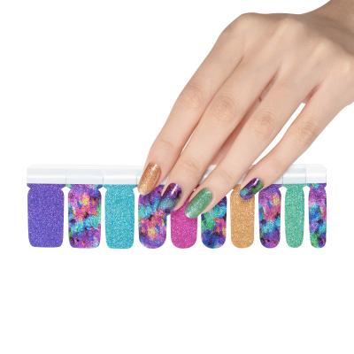 China Easy Apply New Design Nail Sticker Full Custom Glitter Nail Wraps Sample Nail Stickers for sale