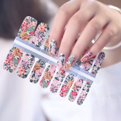 China Easy Apply Wholesale Colorful Flower Design Nail Polish Stickers, Nail Art Supplier, Nail Wraps for sale