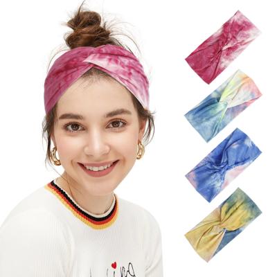 China Fashioable 2020 tiedyed tiedy print to decorate twisted knot wrap hair band headband for women for sale