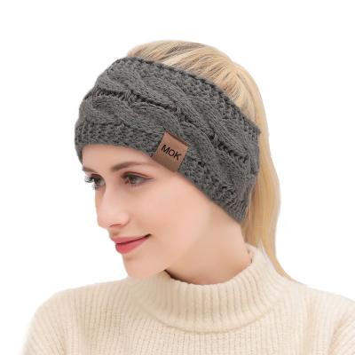 China Pretty mohair knit turban twisted head wrap knit ear hook warmer headband for ladies for sale