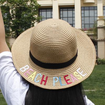 China Wide Brim Straw Beach Hat Wholesale Summer Floppy Hats With Brim New Straw Hats For Kids Beach Sun Hats Summer Floppy Sun Hat Customize for sale