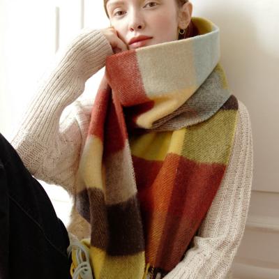 China Rainbow Classic British Style New Arrival CHECK Wool Winter Scarf Women Sheer Shawl for sale