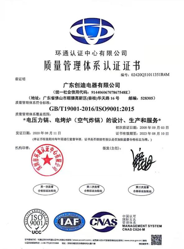 ISO9001 - Guangdong Tredy Electrical Co., Ltd.