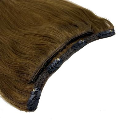 China Silky Straight Hair Extension Indian Hair Clip In Straight Pulled Chestnut Brown 150g 20 Inch Hair Extensions Double 7 Pieces for sale