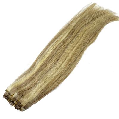 China Silky Straight Hair Extension Russian Hair Clip In Brown Pulled Straight 130g Ash Blonde 18 Inch Hair Extensions Double 7 Pieces for sale