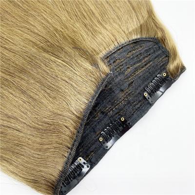 China Real Brown Indian Natural Silky Straight One Piece Clip Ons Private Label Clip In Hair 100% Hair Extensions for sale