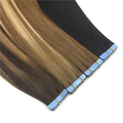 China Factory price silky straight ombre wave balayage tape blonde remy hair extension for sale