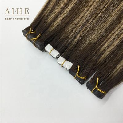 China Good Quality Double Wave Tape Hair Micro Pulled Extension Blonde Cheap Real Mini Silky Straight Balayage Brazilian Remy for sale