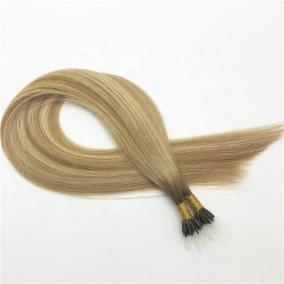 China Virgin Human Remy Silky Straight Balayage Nano Ring Ombre Wave Tip Hair Extensions for sale