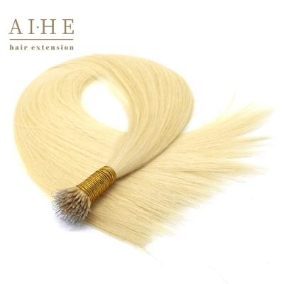 China Silky Straight Wholesale Russian Blonde Remi Micro Human Nano Ring Wave Hair Extensions Pulled Keratin Straight for sale