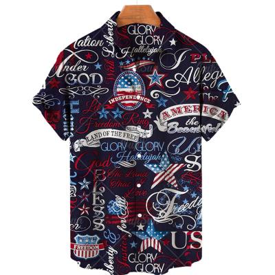 China Anti-Wrinkle Plus Size Men's Hawaiian Shirt Fashion Casual Button Printing Beach Shorts Sheath Quick Dry Top Custom Shirt for sale