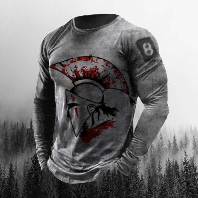 China Anti-Wrinkle Custom LOGO Men's Baseball T-shirt Full Sleeve Patched Tees 3d Print Vintage Mens T-Shirt for sale