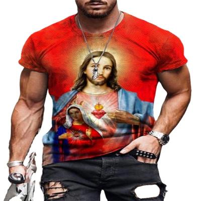 China Hot Selling Anti-Wrinkle Breathable Jesus Digital Printing In Europe And America Polyester Advanced Customization Mens 3D Private T-Shirt for sale