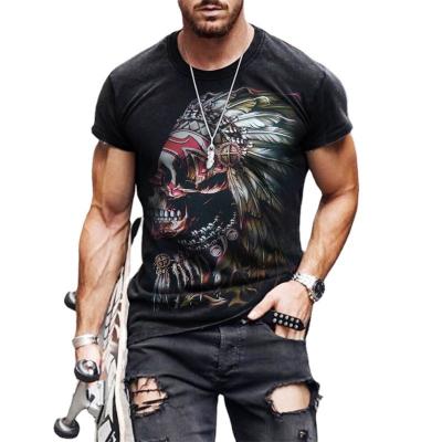 China Hot Selling Anti-wrinkle Men's Plum Osmanthus Pattern Design Short Sleeve Street Fashion OEM 2021 Loose 3D Printing Black T-Shirt for sale