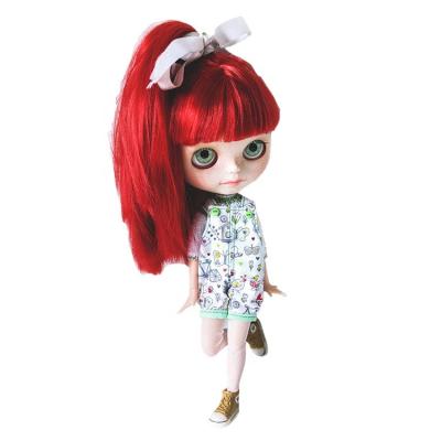 China New Products Cute Hot Custom Girl Blythe Handmade Bjd Doll And Clothing Printed Bib Matching Costume for sale