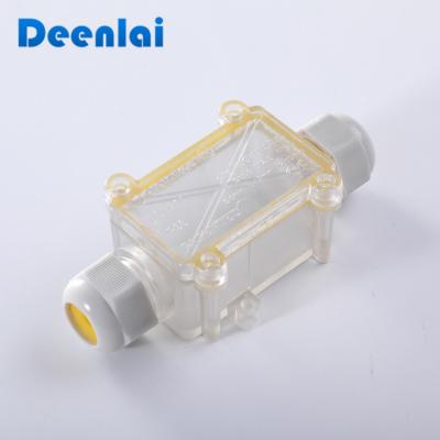 China PC 2 Way IP68 Outdoor Electronic Plastic Transparent Terminal Waterproof Cable Junction Box With Cover for sale