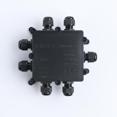 China PP Deenlai 115*95*60mm 7 Way IP68 Outdoor Terminal Box With 7 Glands FSH714-B-7P Junction Box PG9 With Terminal Block for sale