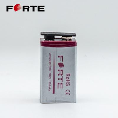 China Toys FORTE CR9V Cylindrical Batteries Hot Sales High Energy 9V 800mAh No Rechargeable Primary Lithium Li-Mno2 Battery for sale