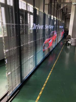 China Indoor transparent led display screen for glass see led video wall, p3.91 indoor transparent led window glass film display for sale