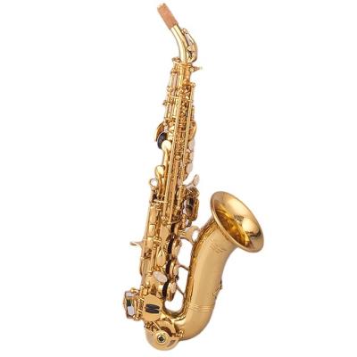 China Gold Lacquer Taishan Professional Bb Tone Curved Soprano Saxophone Customized Kid Saxophone With Hand Engraving for sale