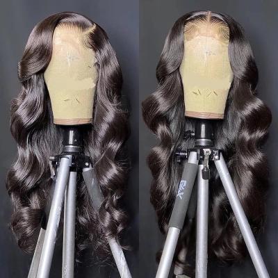 China Wholesale 13*6 13*4 Brazilian Body Wave 4*4 360 Brazilian Body Wave Virgin Hair Transparent Lace Front Human Hair Wigs For Black Woman for sale