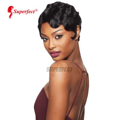 China Machine Made Short Wave Hair Wigs Color 8Inches 100g Natural Virgin Hair Wig for sale