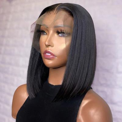 China Factory Direct Sale Silky Straight Virgin Hair Lace Front Wigs Cuticle Aligned Raw Straight Short Bob Lace Frontal Wigs Color 1B/99j/613 for sale