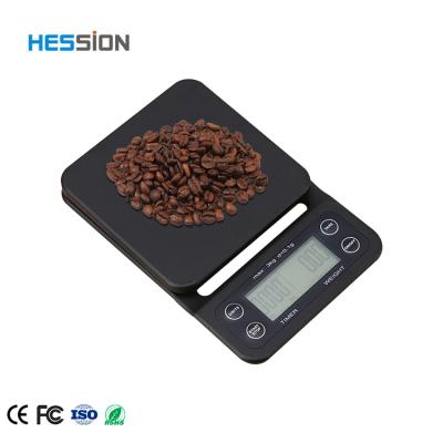 China With Large LCD Tray 5kg Display Scale Multifunctional Fruit Coffee Food Square Electronic Digital Kitchen Scale With Timer for sale