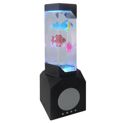 China Functions USB Operation Cube Shape Fish Mood Lighting Lighting Lamp With Bottom Connection Wireless Music Player For Gift for sale