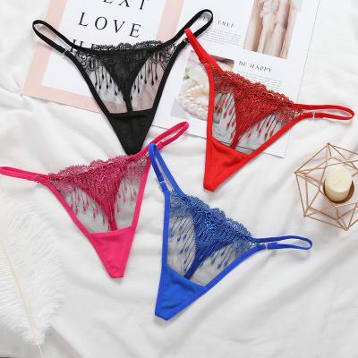 China Wholesale Breathable Lace Sexy G-String Women Transparent Panties for sale