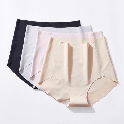 China Factory Direct Antibacterial Plain Color Thin Ice Silk Briefs High Waist Seamless Women's Invisible Panties for sale