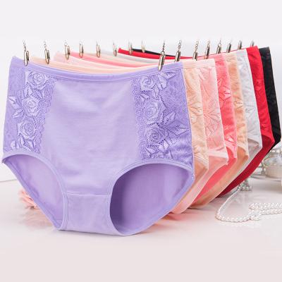 China New Women's Underwear Cotton Breathable Crotch Lace Cotton Mid Waist Briefs With Lace for sale