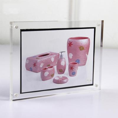 China Advertising Magnetic Double Block Plexiglass 5x7 Picture Photo Frame Wedding Wholesale Clear Baby Stand Artwork for sale