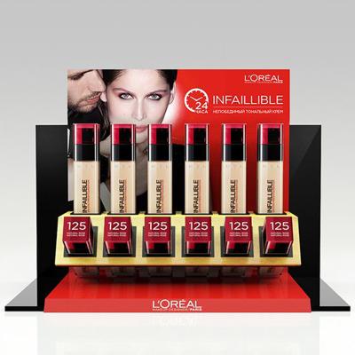 China Commercial Display Customized Eyelash Lash Lipstick Make Up Product Display Stand Table Top Acrylic Cosmetic Counter Display Stand for sale