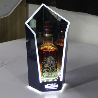 China New Viable Custom Design Acrylic Led Base Wine Bottle Display Rack for sale