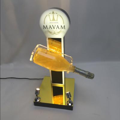 China New Design Sustainable Desktop LED Lighting Glorifier Acrylic Rotating Display Stand Wine Bottle Display for sale