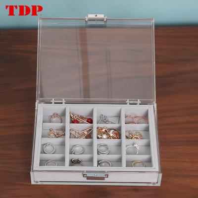 China Jewelry Sotrage Custom Set Earrings Storage Organizer Wooden Rings Case Acrylic Display Jewelry Box for sale