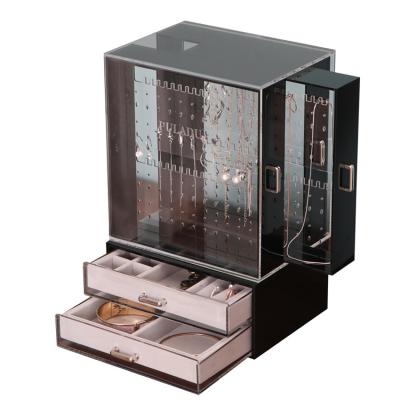 China Countertop Deco Clear Black Acrylic White Earring Display Drawers Acrylic Cosmetic Jewelry Box Organizer for sale