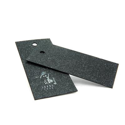 China Viable Luxury Brand Designer Custom Sock Label Logo Gold Stamp Black Paper Hangtag for sale