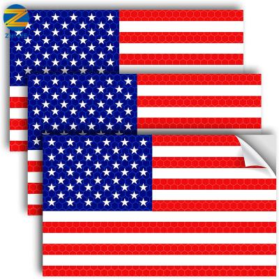 China Waterproof+Eco-friendly 5 x 3 inch Military Vinyl Backing USA Flag American Flag Reflective Bumper Sticker USA Decals for sale